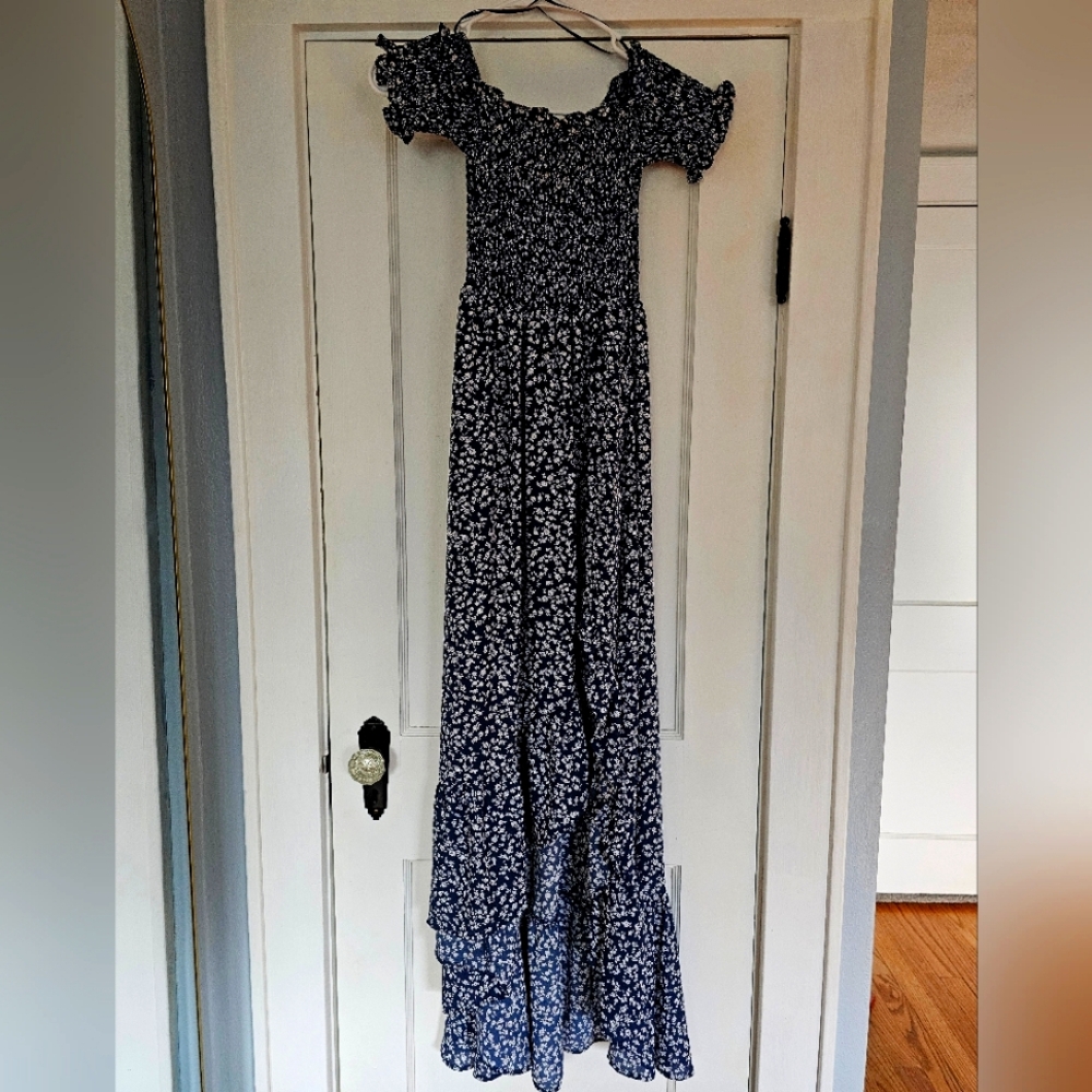 Floral Navy Blue Maxi Dress